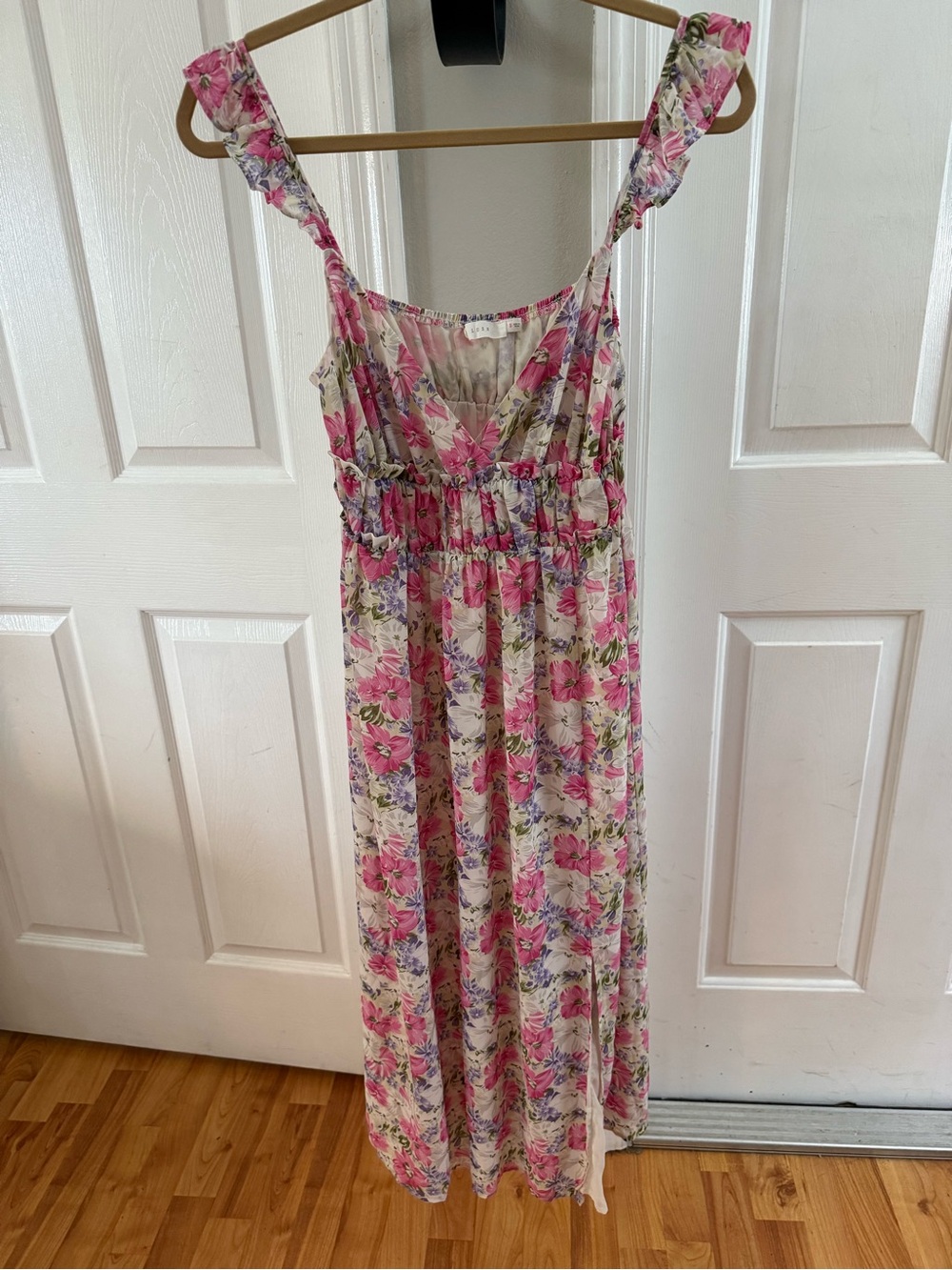Lush Pink and Cream Floral Maxi Dress